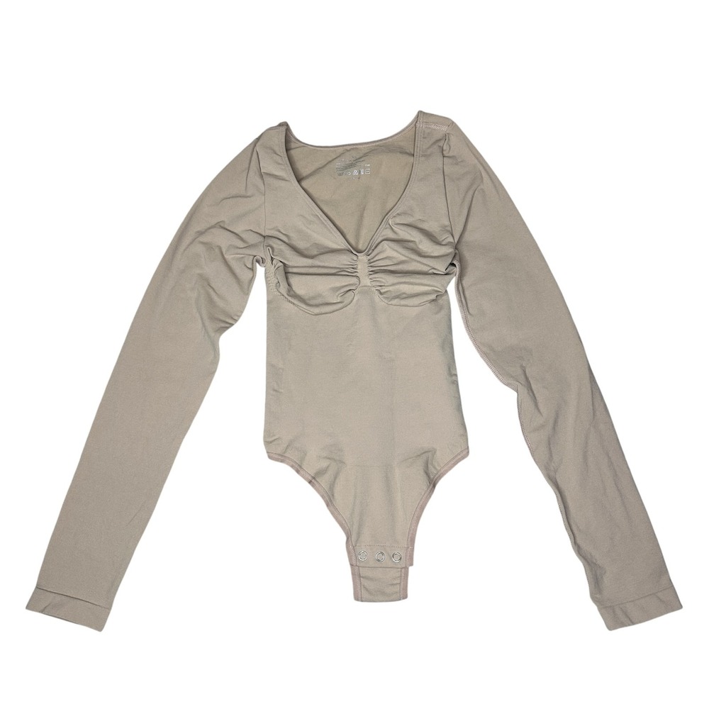 Women's Long Sleeve Bodysuit Tummy Control Shapewear Thong Body Suits Top XS
